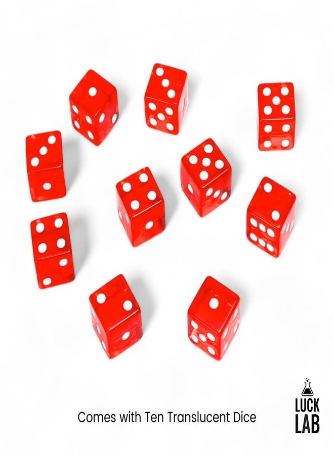 Luck Lab 10 Piece 19 mm Dice Pack - Acrylic and Translucent D6 Dice, Square w/Rounded Edge for Casino, Craps, RPG MTG DND Dice Table Games and Board Games (Red) - Image 3