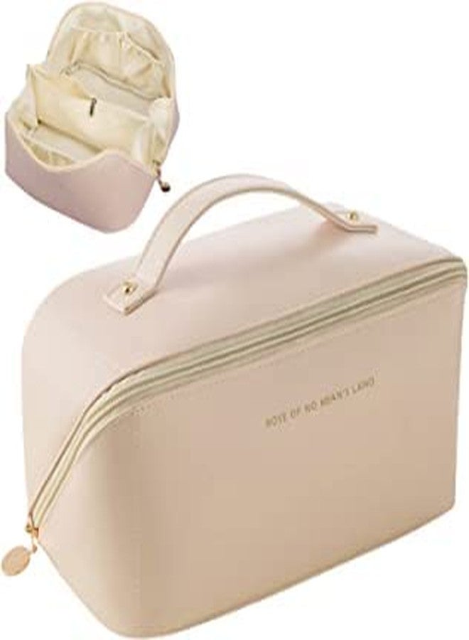 SHOPECOM New Portable Cosmetic Bags, Large-Capacity Travel Makeup Bag for Women, Waterproof PU Leather Makeup Organizer Bag with Dividers and Handle - Multicolor - Image 1