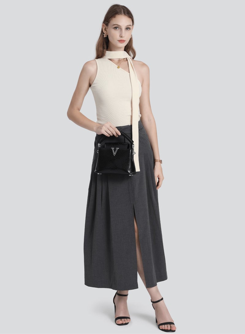 POHO Luxurious Brand Handbag For Ladies, With High-End Custom Design In Imitation Of Snake Pattern, Classic V-Letter Medium-Sized Snake Pattern Handbag. It Goes Well With Exquisite Evening Gowns And Is Suitable As A Gift For Girls, Friends And Family At Parties - Image 4