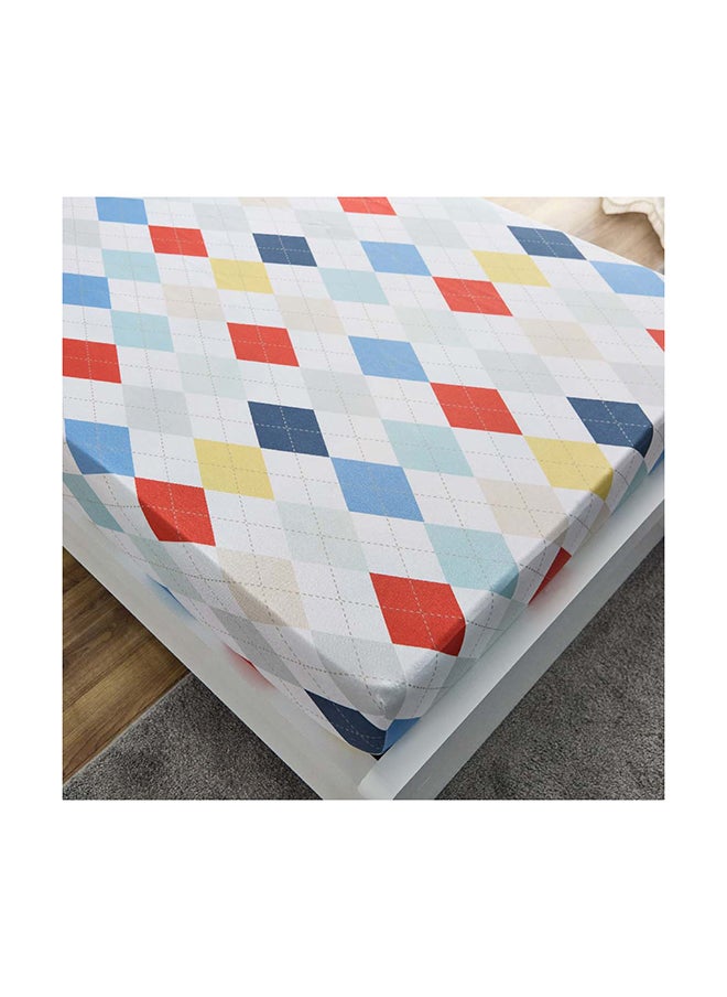 Home Box - Nora Plaid Microfibre Single Fitted Sheet 90 x 25 x 190 cm - Image 1