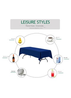 Bluejw 1-Piece Solid Pattern Table Cloth Bule  - Image 2