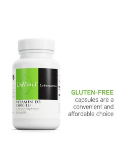 Davinci DAVINCI Labs Vitamin D3 5000 IU - Dietary Supplement to Support Healthy Teeth and Bones, Cardiovascular Function, and Immune Health* - with 5000 IU per Serving - Gluten-Free - 120 Capsules  - Image 2