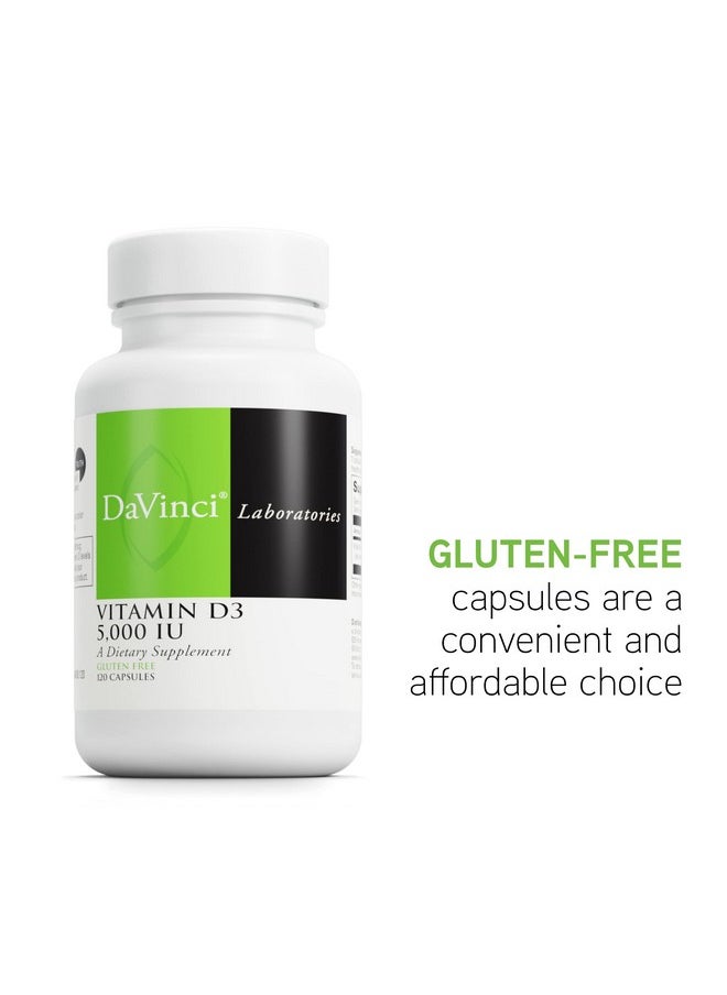 Davinci DAVINCI Labs Vitamin D3 5000 IU - Dietary Supplement to Support Healthy Teeth and Bones, Cardiovascular Function, and Immune Health* - with 5000 IU per Serving - Gluten-Free - 120 Capsules  - Image 2