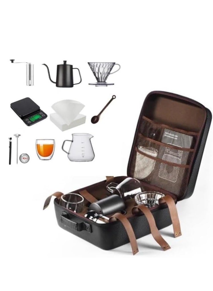 DLC Coffee Maker Set Alfar V60 10-Piece with Dripper, Grinder, Kettle, Scale, Mug & More - Complete Pour-Over Kit with Thermometer & Carrying Bag - Image 2