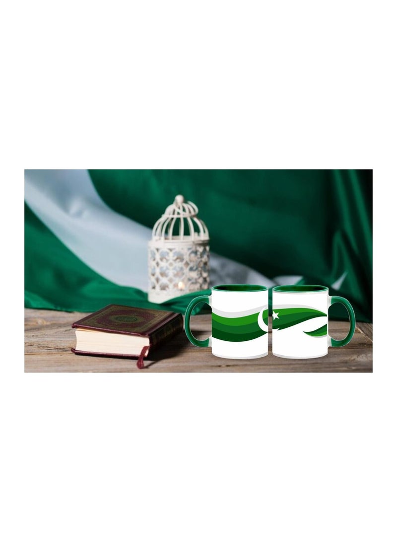 MEC Pakistan Flag Design Printed Coffee Mug 11Oz Dark Green Handle - Image 5