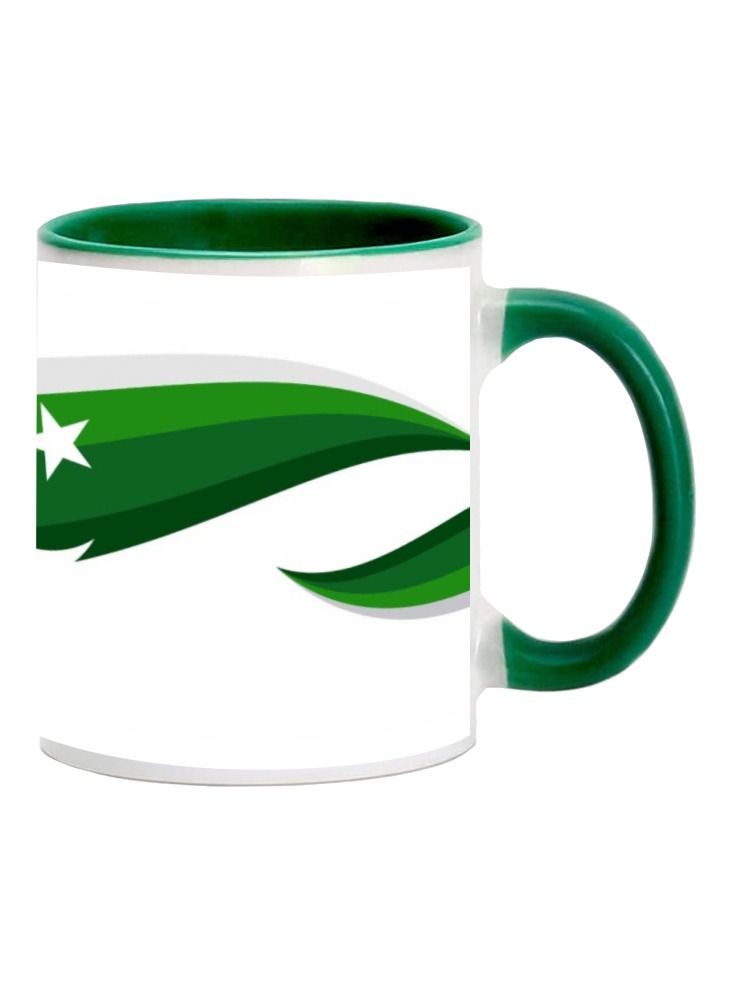 MEC Pakistan Flag Design Printed Coffee Mug 11Oz Dark Green Handle - Image 2
