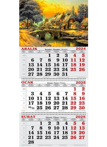 GENC DIJITAL BASKI GENC DIGITAL PRINTING 2025 Sailor Calendar - Winter Scenes on Postcards 