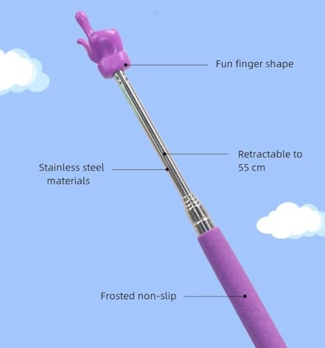 AIKESIWAY Teacher Pointer Sticks FingerPointer for ClassroomTelescoping Hand Pointer Retractable Classroom Pointer Fingers for Elementary School Kindergarten TeacherClassroom Supplies 1 PCS Purple - Image 3