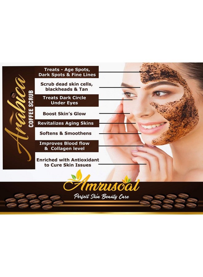 AMRUSOAL Arabica Coffee Scrub for face and body PACK OF TWO | Deep Cleansing | Glowing skin | Anti-Cellulite For He & She | Tan removal | Whitening Moisturizer| Fruit Extracts Caffeinated - 60 gm - Image 2