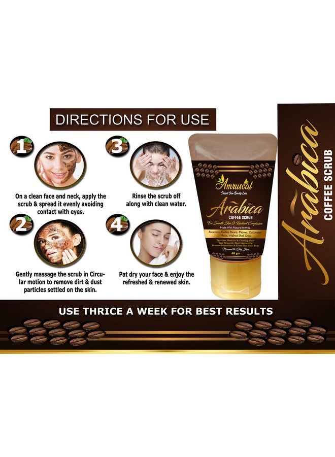 AMRUSOAL Arabica Coffee Scrub for face and body PACK OF TWO | Deep Cleansing | Glowing skin | Anti-Cellulite For He & She | Tan removal | Whitening Moisturizer| Fruit Extracts Caffeinated - 60 gm - Image 5