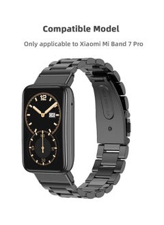 O Ozone Straps for Mi Band 7 Pro Stainless Steel Metal Bracelet for Xiaomi Mi Band 7 Pro Smart Wristbands Replacement Watchbands Accessories for Men Women -Black  - Image 2