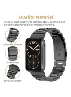 O Ozone Straps for Mi Band 7 Pro Stainless Steel Metal Bracelet for Xiaomi Mi Band 7 Pro Smart Wristbands Replacement Watchbands Accessories for Men Women -Black  - Image 3