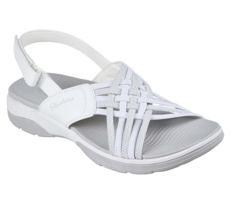 Skechers Women's ARCHFIT REGGAE SPORT-HOMETOWN sporty outdoor sandal, White/Gray 5 M - Image 3