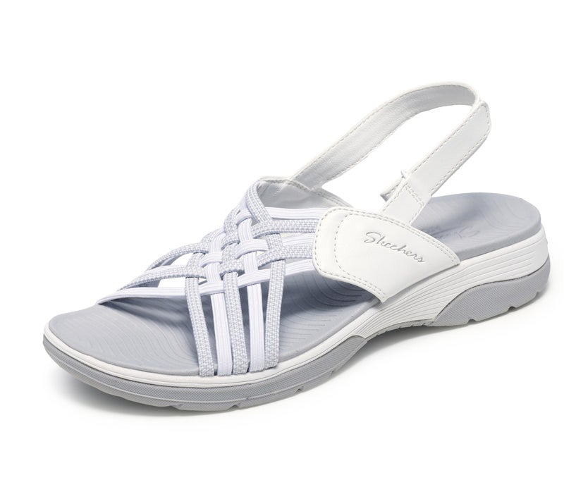 Skechers Women's ARCHFIT REGGAE SPORT-HOMETOWN sporty outdoor sandal, White/Gray 5 M - Image 5