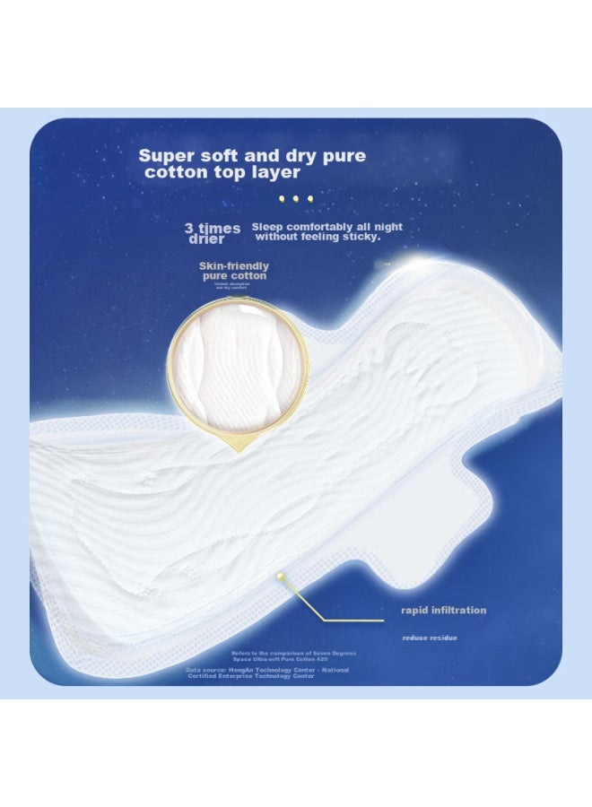 Space 7 Girls' Ultra-thin 100% Pure Cotton Extra-long Overnight Sanitary Pad Set, 48 Pieces - Image 2