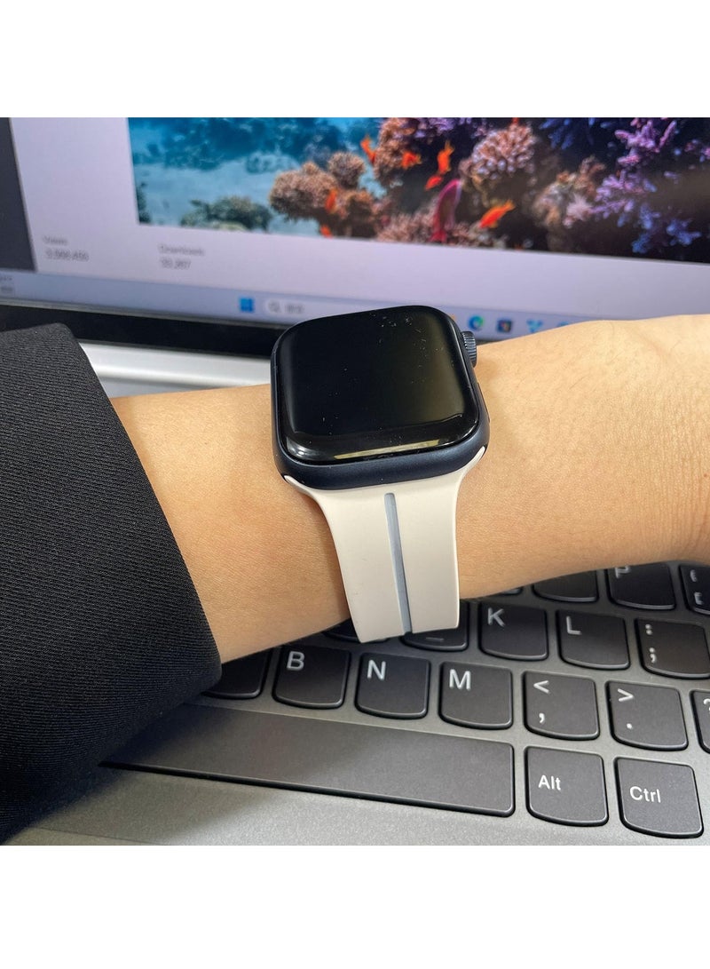 Silicone Magnetic Watch Band for Apple Watch Ultra and Series 9/8/7/6/SE, Unisex Sport Strap in Starlight Color - Image 5