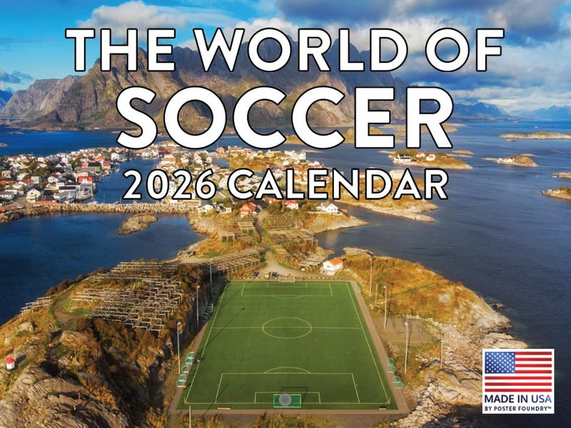 Poster Foundry Soccer Calendar 2026 Monthly Wall Calender 12 Month | American Made In The USA - Image 1