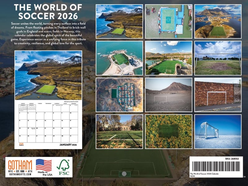 Poster Foundry Soccer Calendar 2026 Monthly Wall Calender 12 Month | American Made In The USA - Image 2