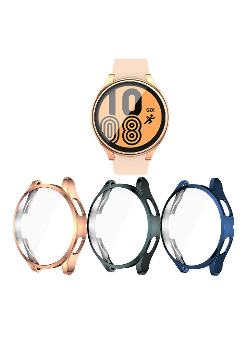 SYOSI Case for Galaxy Watch 4 44mm, with Screen Protector, 3 Pack Soft TPU Slim Fit Full Ultra-Thin Scratch Resistant Bumper Simplicity Protective Cover for Samsung Galaxy Watch 4 44mm Accessories - Image 1