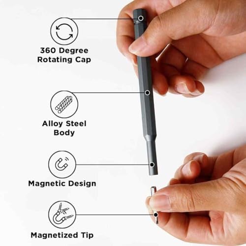 Zaptec 24-in-1 Precision Magnetic Screwdriver Set - Mini Repair Tool Kit with S2 Steel Bits, Magnetic Sliding Case - for Phones, Laptops, Watches, Eyeglasses, Toys, Electronics (Black) - Image 4