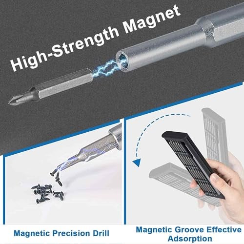 Zaptec 24-in-1 Precision Magnetic Screwdriver Set - Mini Repair Tool Kit with S2 Steel Bits, Magnetic Sliding Case - for Phones, Laptops, Watches, Eyeglasses, Toys, Electronics (Black) - Image 2