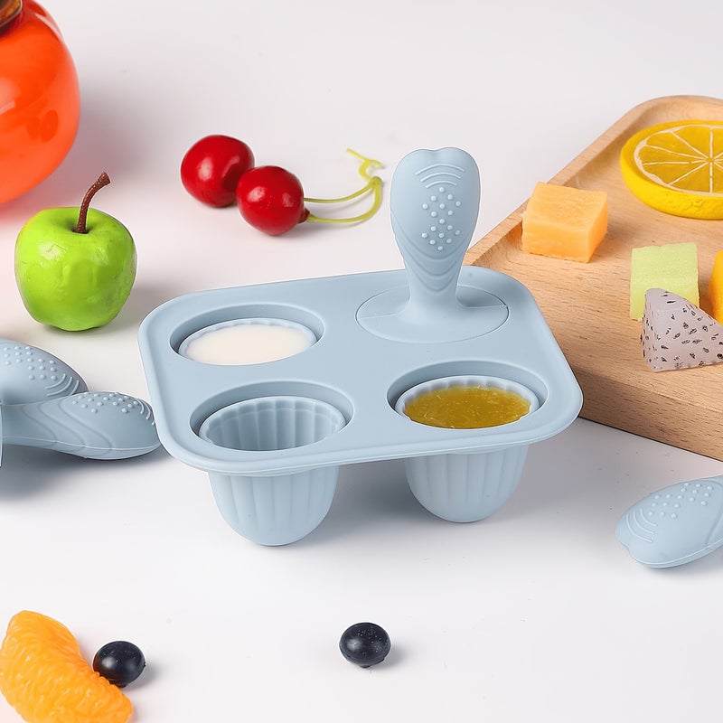 4-Pc Cube of Ice Popsicle Mold, Food Silicone Ice Cream Bar Mold - Image 3