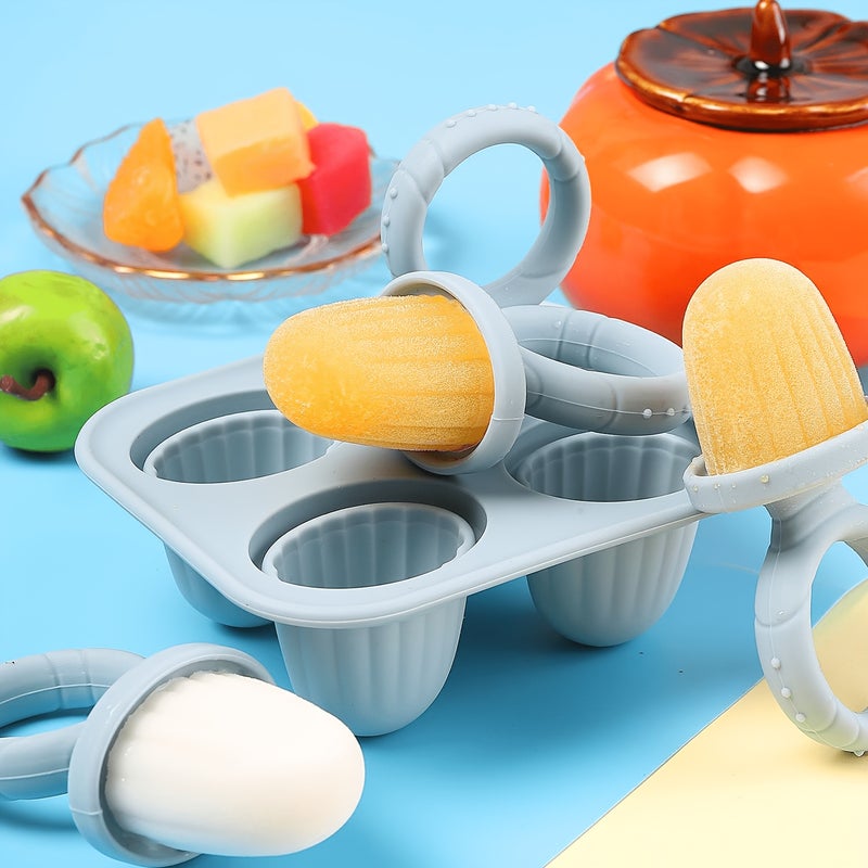 4-Pc Cube of Ice Popsicle Mold, Food Silicone Ice Cream Bar Mold - Image 2