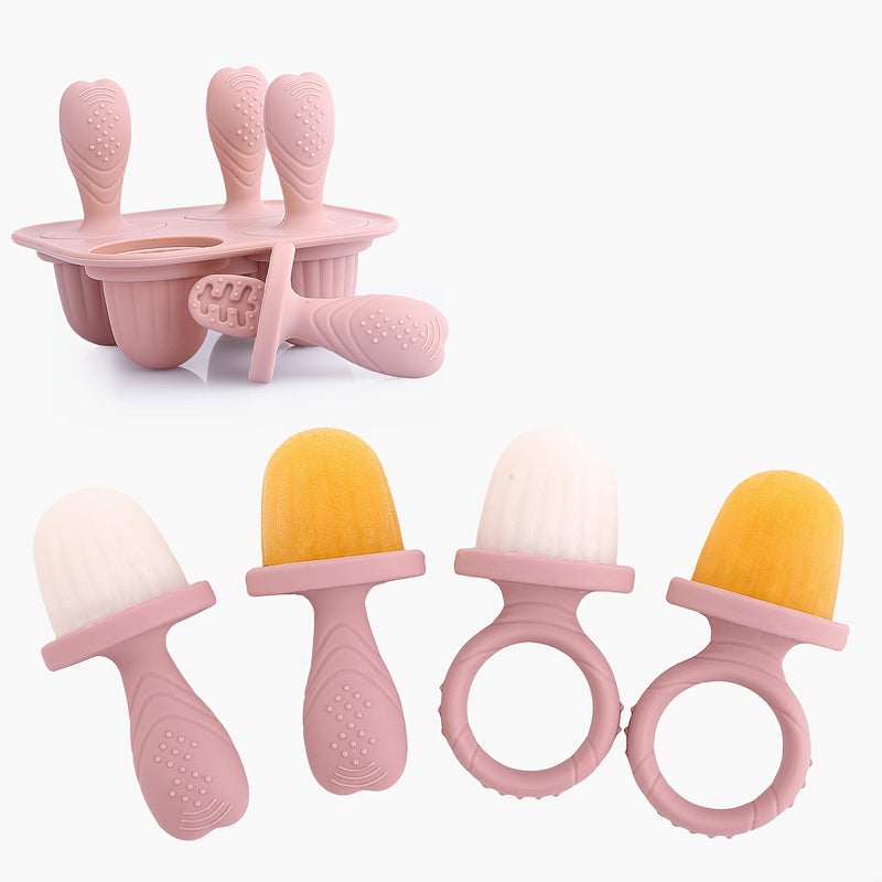 4-Pc Cube of Ice Popsicle Mold, Food Silicone Ice Cream Bar Mold - Image 1