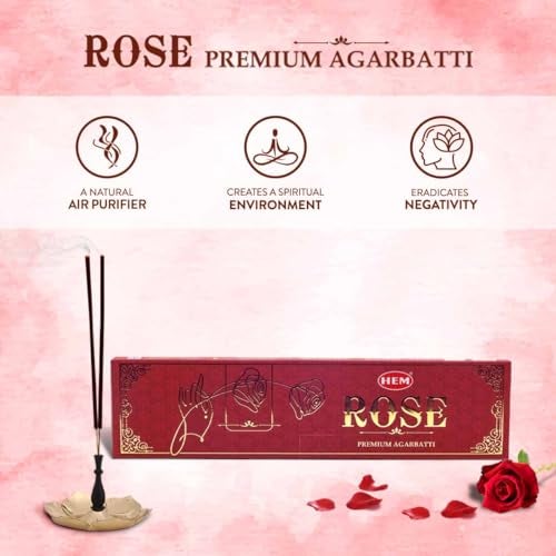 Hem Rose Premium Masala Agarbatti | Elevate Your Space with The Enchanting Aroma of Roses | Perfect for Meditation and Relaxation | Burning Time: 35-40 Minutes | 10 Incense Sticks Each, 2 Boxes - Image 2