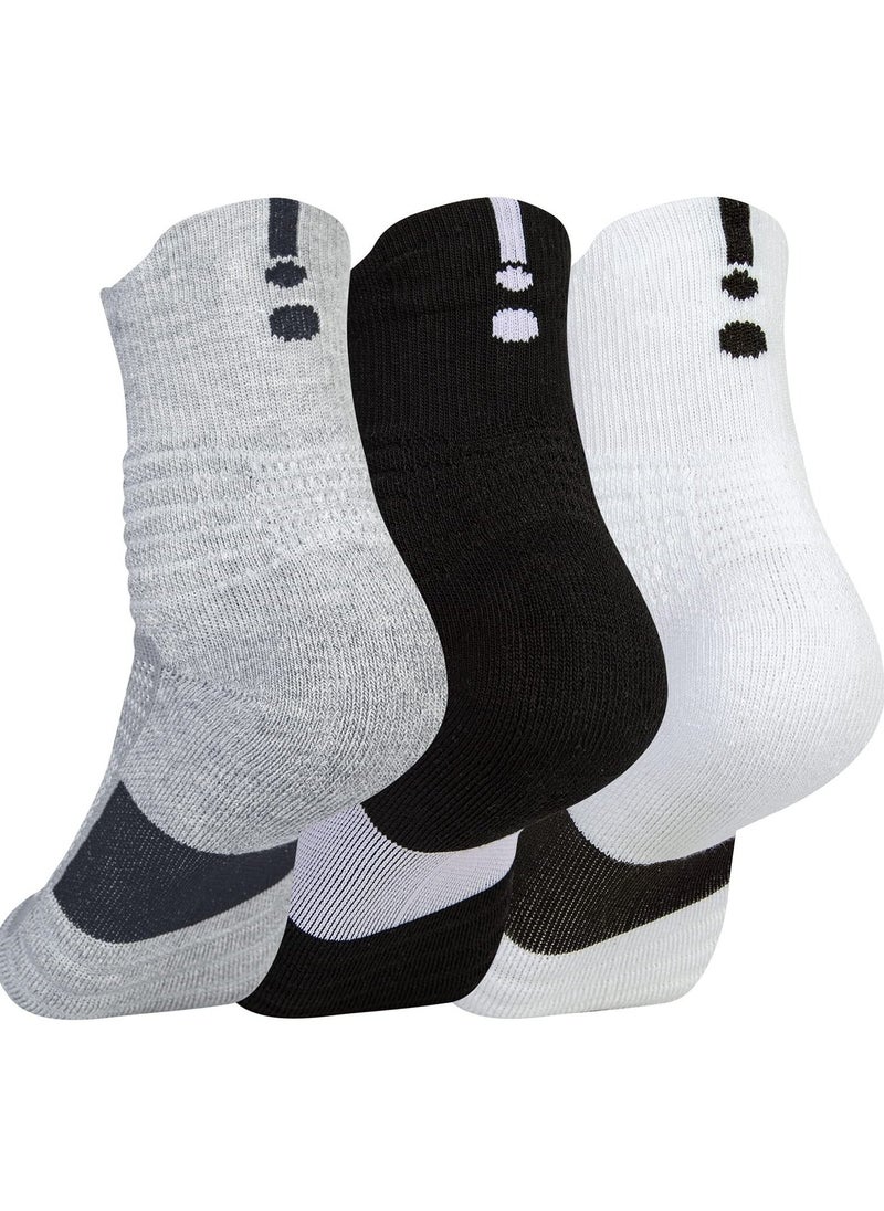 Generic Basketball Socks, Men's Sports Socks Thickened Mid Tube Badminton Socks Running Socks Outdoor Elite Socks, Sweat Absorbing Non-Slip Basketball Socks for Teens and Adults (3 Pairs) - Image 1