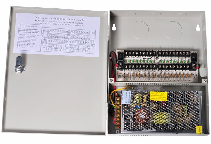 VideoSecu 18 Channel Port Output 12V DC Auto Reset CCTV PTC Fuse Distributed Power Supply Box for Security Cameras WK3 - Image 2