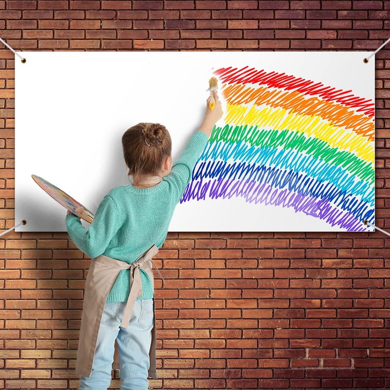 Zonon Large Blank Banners And Signs Polyester Oxford Cloth Sublimation Banner To Decorate With Hanging Rope For Indoor Wall Outdoor Easy Hang Diy Signs For Business Office(White,2 x 4 Feet) - Image 5