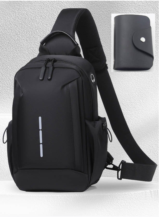 roaiss 2 Piece Bag Set of Sling Bag and Card Holder for Men Casual One Shoulder Bag Backpack PU Multi-slot Bank Card Holder New Fashion Men's Multifunctional Waterproof Crossbody Bag  - Image 1