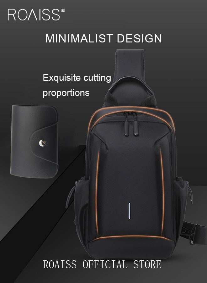 roaiss 2 Piece Bag Set of Sling Bag and Card Holder for Men Casual One Shoulder Bag Backpack PU Multi-slot Bank Card Holder New Fashion Men's Multifunctional Waterproof Crossbody Bag  - Image 5
