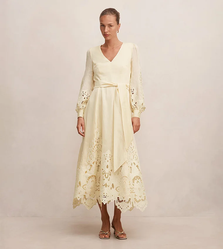 فورايفر نيو Ashlee Embroidered Long Sleeve Maxi