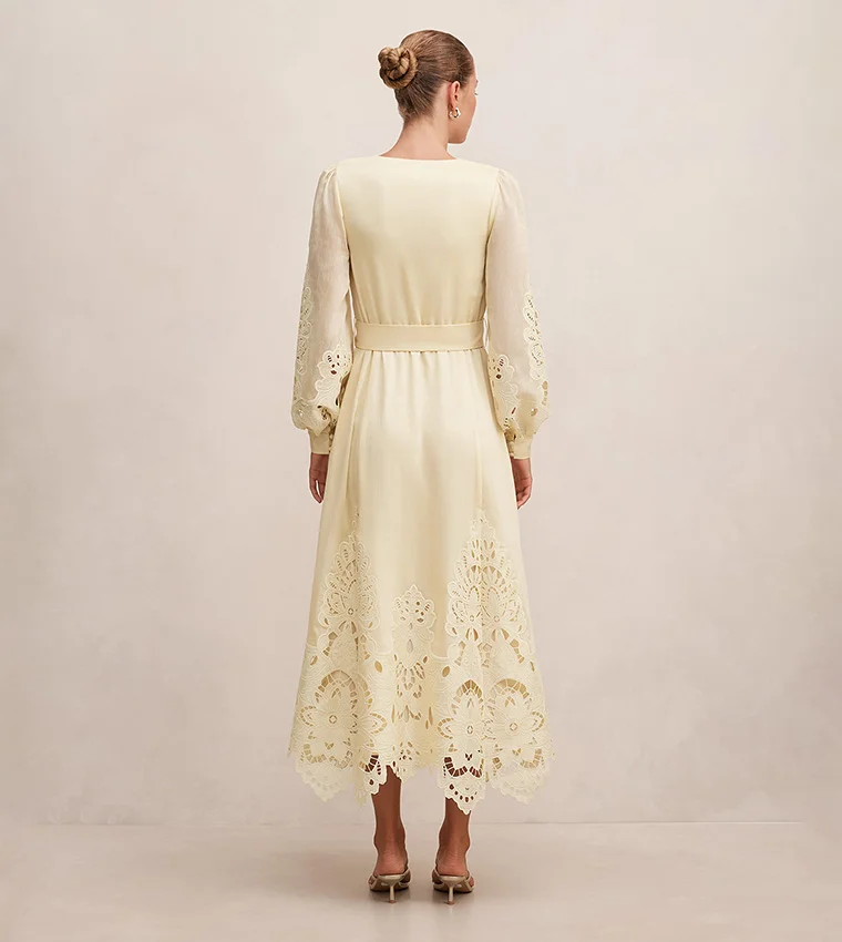 فورايفر نيو Ashlee Embroidered Long Sleeve Maxi