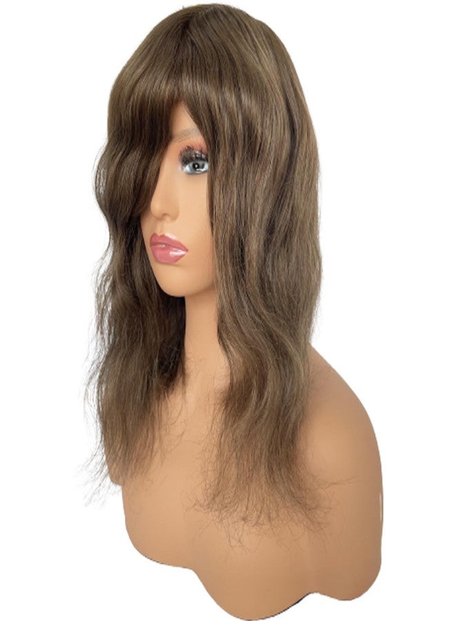 Voloria 12INCH Hair Toppers for Women Real Human Hair Topper Miduim Density Full PU Base Hairpiece Hair Extensions (#4 Medium Brown Color) - Image 2