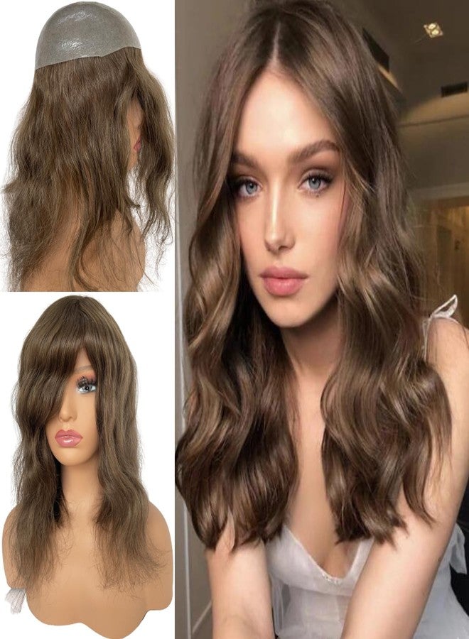 Voloria 12INCH Hair Toppers for Women Real Human Hair Topper Miduim Density Full PU Base Hairpiece Hair Extensions (#4 Medium Brown Color) - Image 1