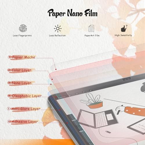 KCT 2 Pack Paperfeel Screen Protector Compatible with iPad A16 11th Generation 2025 11 inch/iPad 10th Generation 2022 10.9 inch & iPad Air 11 inch M3 2025 & M2 2024, Write as Real Paper, Anti Glare - Image 5