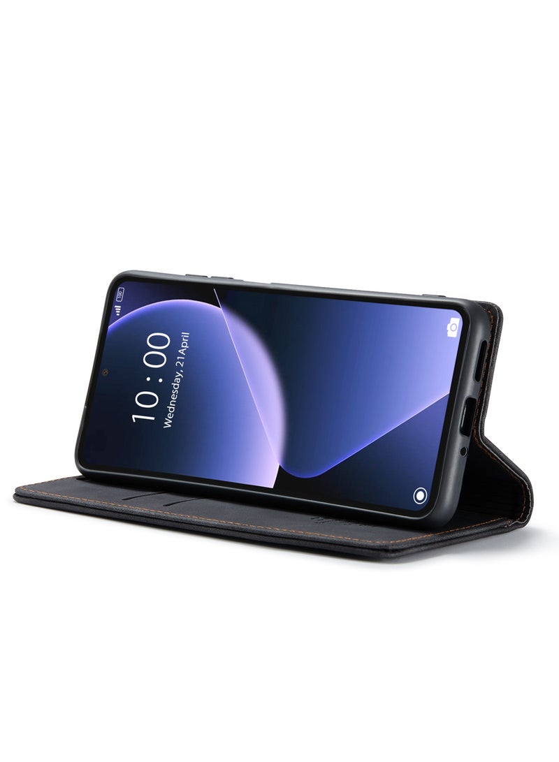 CaseMe Xiaomi 13T/13T pro Case Wallet Case Book Folding Flip Folio Case with Magnetic Kickstand Card Slots Protective Cover - Black - Image 5