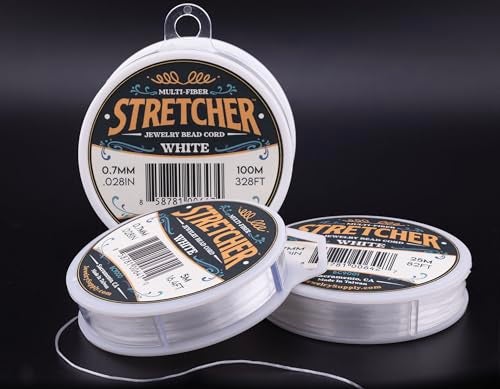 JewelrySupply Stretcher Beading Cord – Multi-Fiber Stretchy Jewelry Bead Cord – White Color, 0.7mm Diameter, 25 Meter Spool – Jewelry Making Cord for Creating Necklaces, Bracelets, and DIY Crafts - Image 3
