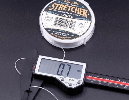 JewelrySupply Stretcher Beading Cord – Multi-Fiber Stretchy Jewelry Bead Cord – White Color, 0.7mm Diameter, 25 Meter Spool – Jewelry Making Cord for Creating Necklaces, Bracelets, and DIY Crafts - Image 5