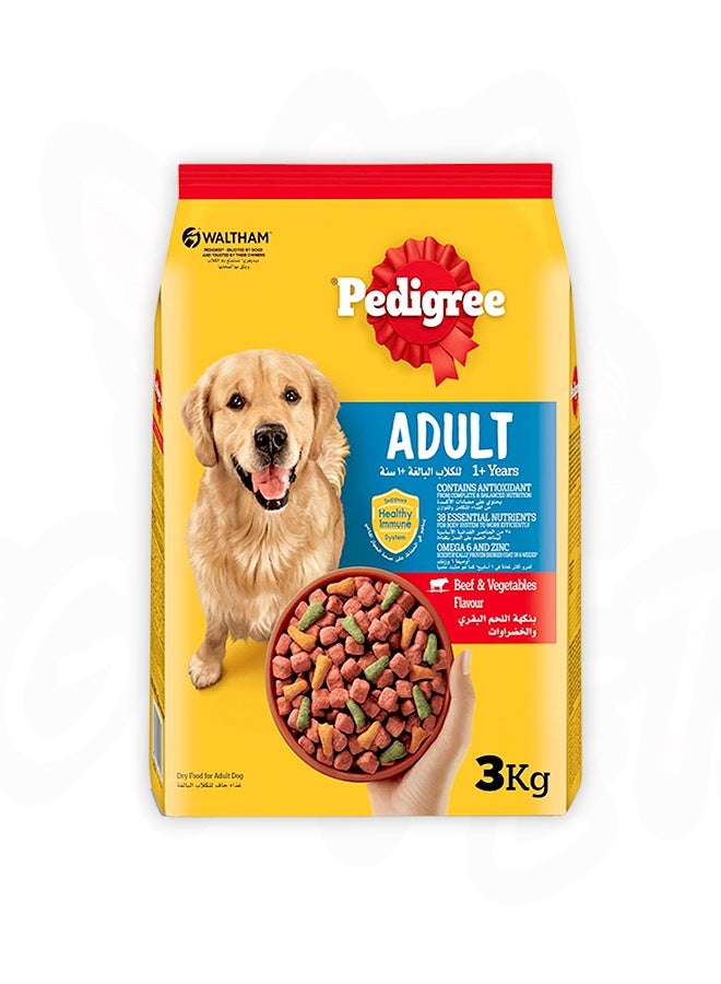Pedigree Beef And Vegetables Adult Dry Dog Food - 3KG - Image 1