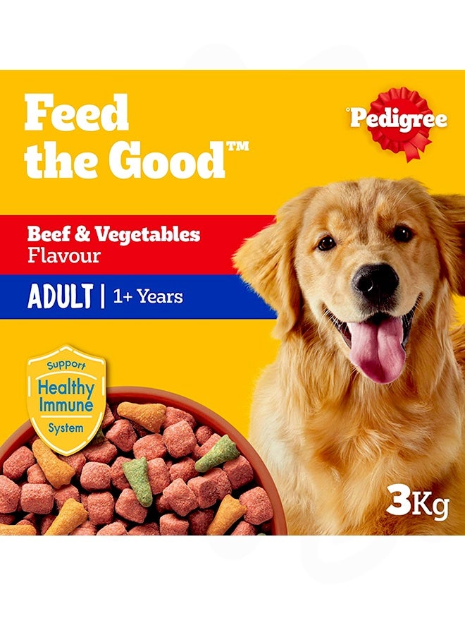 Pedigree Beef And Vegetables Adult Dry Dog Food - 3KG - Image 2