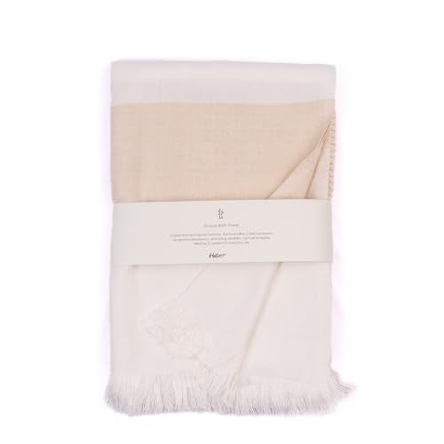 HABER 100% Bamboo Bath Towel (150 x 75 cm) – Ultra-Absorbent, 3X Softer Than Cotton, Quick Dry & Lightweight Large Eco-Friendly Towel for Bath, Gym & Travel – Sand Pack of 1 - Image 1