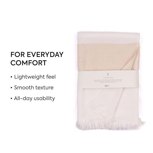 HABER 100% Bamboo Bath Towel (150 x 75 cm) – Ultra-Absorbent, 3X Softer Than Cotton, Quick Dry & Lightweight Large Eco-Friendly Towel for Bath, Gym & Travel – Sand Pack of 1 - Image 4