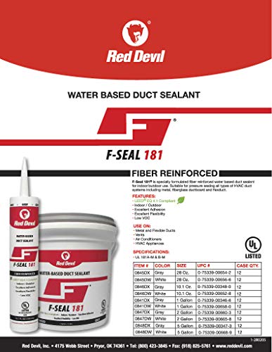 Red Devil 0841DW F-Seal 181 Fiber Reinforced Water Based Duct Sealant, 1 Gallon, White - Image 2
