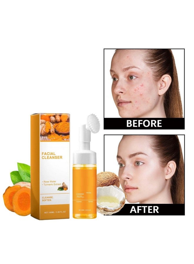 Yaper Turmeric Facial Cleanser, Helps Face Deep Clean PoresScrub Exfoliating Turmeric Glow Face Wash With Brush. (1Pcs) - Image 2