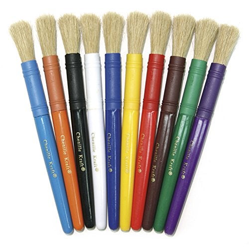 Chenille Kraft CK-5900 Stubby White Bristle Paint Brushes, 6.7" Wide, 10.8" Length, 0.5" Height (10 per Package) - Image 5