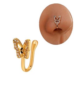 1Pcs Crystal Butterfly Fake Nose Ring